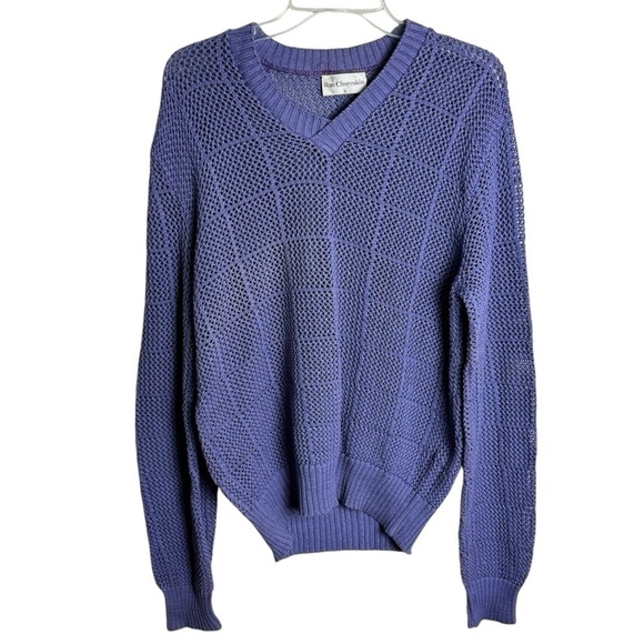 Vintage Ron Chereskin men’s cotton Knit Sweater purple size L - Picture 1 of 6